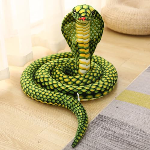 Tikwisdom Stuffed Animals - Snake, Large Cobra Plush Toy, High Simulation Cobra Plüschtier, Prop Animal Party Dekoration, Jungen und Mädchen Geschenk Geschenke (Grün 170cm) von Tikwisdom