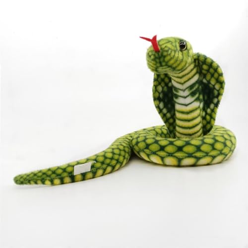 Tikwisdom Stuffed Animals - Snake, Large Cobra Plush Toy, High Simulation Cobra Plüschtier, Prop Animal Party Dekoration, Jungen und Mädchen Geschenk Geschenke (Grün Länge 70 cm) von Tikwisdom