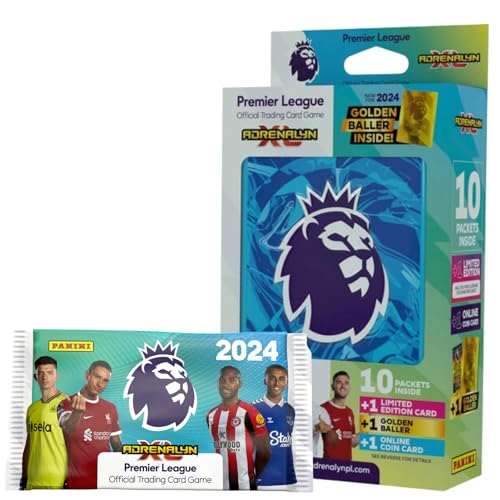 Adrenalyn XL Fußballkarten Dose – Panini Premier League Fußball 2022/2023 Offizielle Trading Mega Dose mit 1 Gratis Starter Pack Karte – Panini Premier League 2023 Fußball Geschenke für Jungen (Blau) von Tilz