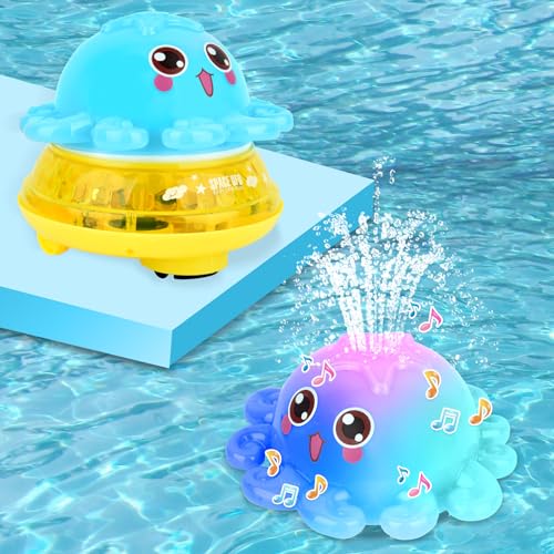 Badewannenspielzeug, Badespielzeug Baby ab 1 Jahr, Oktopus Babyspielzeug mit LED Automatischer Induction Wasserstrahl Pool für Baby Geschenk ab 1 2 3 4 Jahre von Timiyou