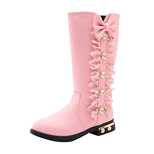 TinaDeer Winterstiefel Kinder Mädchen Hohe Stiefel Winter Warm Gefütterte Schneestiefel rutschfest Thermostiefel Winter Warme Langschaft Stiefel Ankle Boots Winterschuhe (Rosa, 35 EU) von TinaDeer