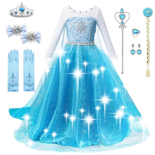 Tindisonka Elsa Kostüm Mädchen, Prinzessin Kleid Mädchen, Elsa Prinzessin Kostüm Mädchen, Kostüm Mädchen Prinzessin für Cosplay Karneval Geburtstagsfeier von Tindisonka