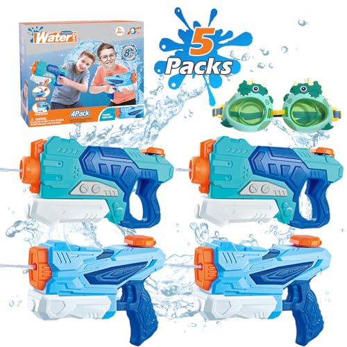 Wasserpistole für Kinder - 4 Stücke Wasserspritzpistole mit Großer Reichweite Wasserspritzpistole bis zu 8 Meter Super Soaker Wasserspielzeug Sommer Schwimmbad Strand. von Tindisonka