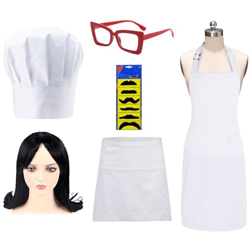 TingHaoO 2/3/5/6/8 Kochmütze, Kochschürze, Sonnenbrille, Kniestrümpfe, Kochkostüm, Zubehör für Halloween, Cosplay von TingHaoO