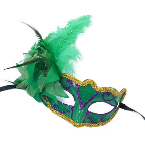 TingHaoO Blumenmaskerade, gefiedertes Halloween-Partyauge für Damen, Halloween-Party, Maskerade, Kostüm-Zubehör von TingHaoO