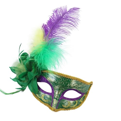 TingHaoO Blumenmaskerade, gefiedertes Halloween-Partyauge für Damen, Halloween-Party, Maskerade, Kostüm-Zubehör von TingHaoO