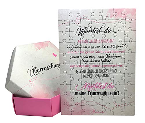 Tinkerella® A5 Puzzle 70 Teile Möchtest Du Meine Trauzeugin Sein? Trauzeugin Fragen Geschenk Überraschung als Frage für die Beste Freundin oder Schwester von Tinkerella