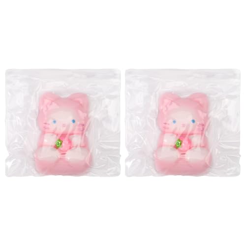 2 Stück Squishy-Katzen-Quetschspielzeug, TPR-Sensory-Spielzeug Stress Spielzeug Squishy Weiches Katzen-Quetschspielzeug in Tierform Handgefertigtes Spielzeug Weihnachts und Geburtstagsgeschenk (Pink) von Tinoaly