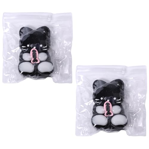 2stk Squishy-Quetschspielzeug für Katzen, Superweiches Sensorisches Katzenspielzeug Kawaii-Zappel-Stress-Kätzchen Lustige Partygeschenke für Kinder Erwachsene Zuhause (Fishbone-Katze) von Tinoaly