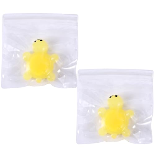 2stk im Dunkeln Leuchtendes Quetschspielzeug in Schildkrötenform, Kawaii Stress Fidget Squishy Turtle Toys Taba Soft Sensory Mochi Toy für Kinder Erwachsene Zuhause Büro zum Entspannen (Gelb) von Tinoaly