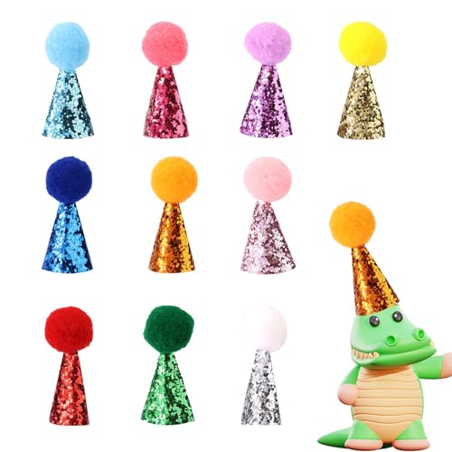 Tinoaly 10 Mini-Partyhüte für Stofftiere, Winzige Verstellbare Kegelhüte Dinosaurier-Spielzeug Puppen Basteln mit Glänzenden Pompons für Hunde Geburtstagskuchen-Dekorationen Tinoaly 10 Mini-Partyhüte für Stofftiere, Winzige Verstellbare Kegelhüte Dinosaurier-Spielzeug Puppen Basteln mit Glänzenden Pompons für Hunde Geburtstagskuchen-Dekorationen von Tinoaly