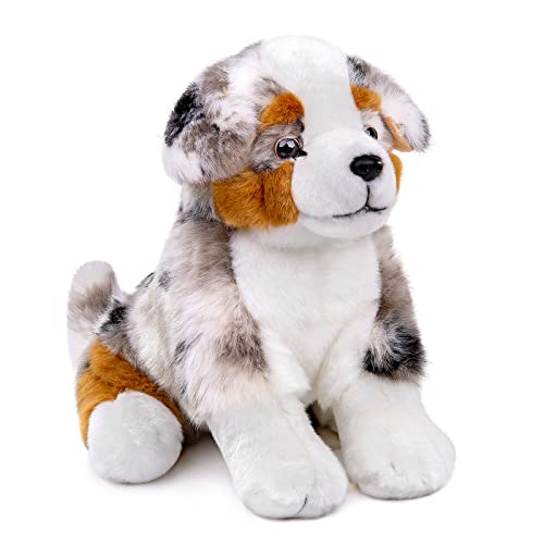 Tiny Heart Australischer Schäferhund Stofftier Plüschtier 36cm/14” realistisches Schäferhund Plüsch schönes Tier niedliche und weiche Geschenke Hund für Kinder Jungen und Mädchen Spielzeug braun von Tiny Heart