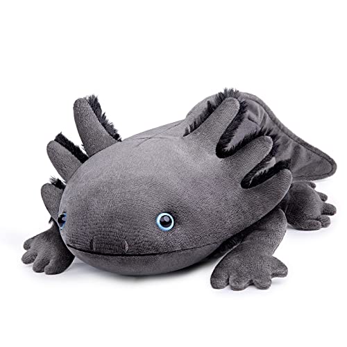 Tiny Heart Axolotl Stofftier Plüschtier 84cm/33” realistisches Axolotl Plüschtier schönes Tier niedliche und weiche Geschenke Plüsch-Axolotl für Kinder Jungen und Mädchen Axolotl Spielzeug grau von Tiny Heart