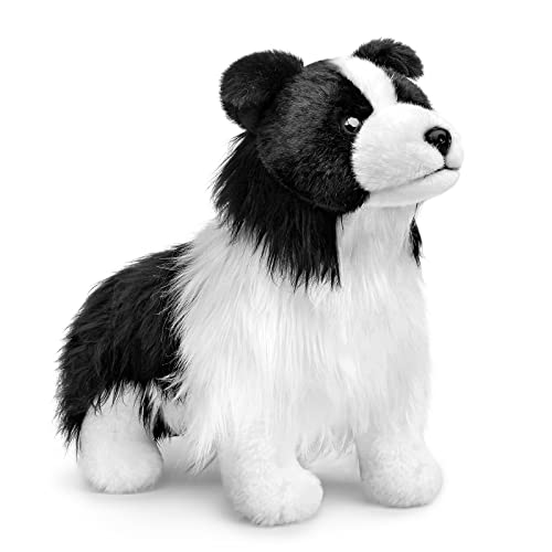 Tiny Heart Border Collie Stofftier Plüschtier 28cm/11” realistisches Border Collie Plüsch schönes Tier niedliche und weiche Geschenke Hund für Kinder Jungen und Mädchen Spielzeug Schwarz von Tiny Heart