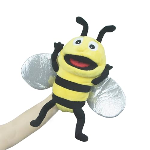 Tiny Heart Handpuppen Bienen Tier Plüsch Spielzeug mit Arbeits Mund Cute Soft Plüsch Puppet für Kinder Storytelling Imaginative Lehre Vorschule Show Role-Play Geburtstag Geschenke von Tiny Heart