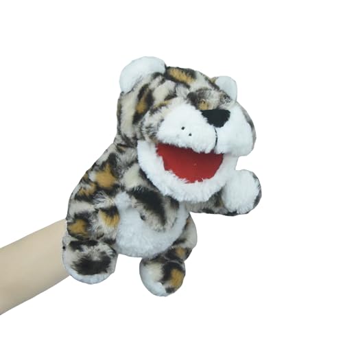 Tiny Heart Handpuppen Leoparden Tier Plüsch Spielzeug mit Arbeits Mund Cute Soft Plüsch Puppet für Kinder Storytelling Imaginative Lehre Vorschule Show Role-Play Geburtstag Geschenke von Tiny Heart