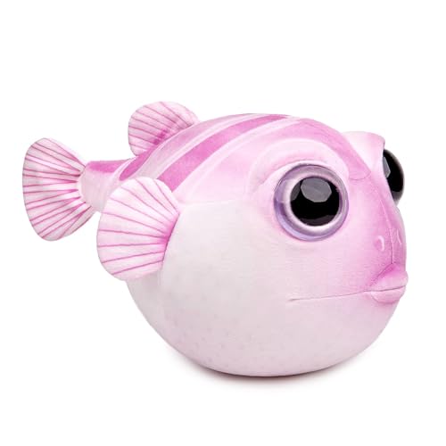 Tiny Heart Kugelfisch-Plüsch Stofftier 33cm/13” realistisches Kugelfisch Plüschtier schönes Tier niedliche und weiche Geschenke Plüsch-Kugelfisch für Kinder Jungen und Mädchen Spielzeug rosa von Tiny Heart