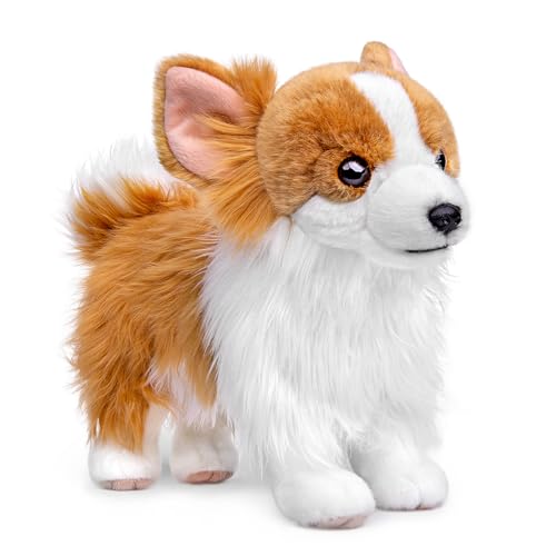 Tiny Heart Pomeranian Stofftier Plüschtier 28cm/11” realistisches Pommern Plüsch schönes Tier niedliche und weiche Geschenke Hund für Kinder Jungen und Mädchen Spielzeug braun von Tiny Heart