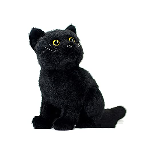 Tiny Heart Schwarz Katze Stofftier Plüschtier realistisches Schwarz Katze Plüsch schönes Tier niedliche und weiche Geschenke Katze für Kinder Jungen und Mädchen Spielzeug 12” A2 von Tiny Heart