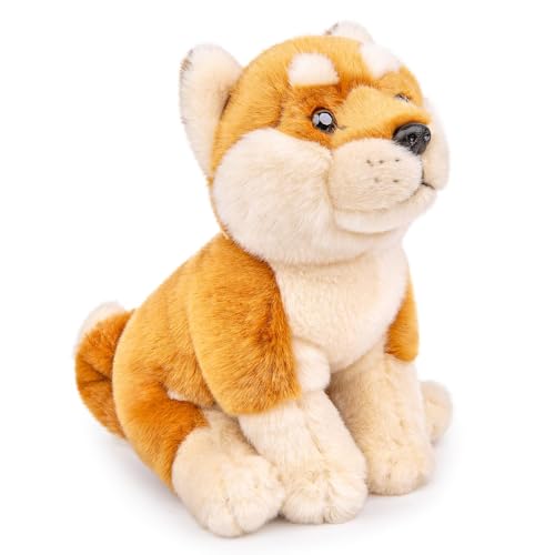 Tiny Heart Shiba Inu Hund Stofftier Plüschtier 18cm/7” realistisches Shiba Inu Hund Plüsch schönes Tier niedliche und weiche Geschenke Hund für Kinder Jungen und Mädchen Spielzeug braun von Tiny Heart