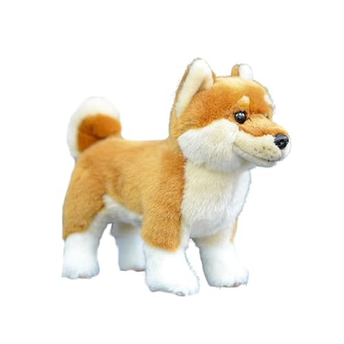 Tiny Heart Shiba Inu Hund Stofftier Plüschtier 28cm/11” realistisches Shiba Inu Hund Plüsch schönes Tier niedliche und weiche Geschenke Hund für Kinder Jungen und Mädchen Spielzeug braun von Tiny Heart