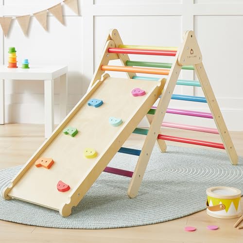 Tiny Land 2 in 1 Kletterdreieck - Regenbogenfarben, Dreieck Klettergerüst, Montessori-Kletterspielzeug für Kleinkinder, Hölzernes Indoor-Kletterset für 2-6 Jahre Tiny Land 2 in 1 Kletterdreieck - Regenbogenfarben, Dreieck Klettergerüst, Montessori-Kletterspielzeug für Kleinkinder, Hölzernes Indoor-Kletterset für 2-6 Jahre von Tiny Land