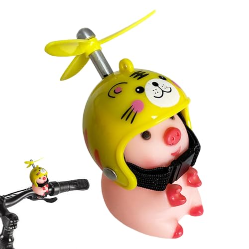 Tioheam Lenkerornament,Lenkerspielzeug,Lenker Schöne Tierfiguren mit Propellerhelmen - Lenker-Dekoration, Schweine-Figur, Lenker-Cartoon-Ornament für Motorrad von Tioheam