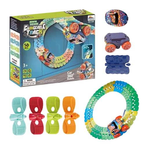 Tioheam Puzzle-Rennwagen-Spielset,Puzzle-Racer-Auto-Schienenset - Autostrecken für Kinder | Flexible Autostrecken, Rennstrecken-Spielset, lustiges kreatives Kinderspielzeug für Mädchen, Weihnachten, von Tioheam