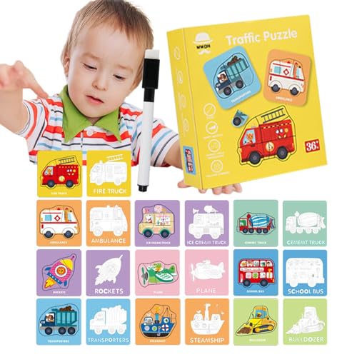 Tioheam Vorschul-Puzzle-Spielzeug, Vorschul-Puzzle-Aktivität | 10-teilige Cartoon-Lernpuzzles für Kinder,Lernspielzeug für Kinder im Alter von 0–3 Jahren, Lernspielzeug, Rätselbrett, Spielzeug von Tioheam