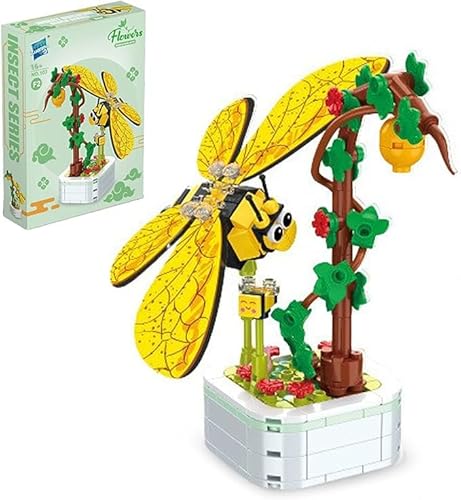 Blumen Bausteine Set, 214 Klemmbausteine Mini Blocks Bienen mit Blumenranken Topfpflanze Bausatz, DIY Bauspielzeugsets Bouquet Baustein Für Jugendliche Home Decor, Nicht Kompatibel mit Lego Flower von Tirff