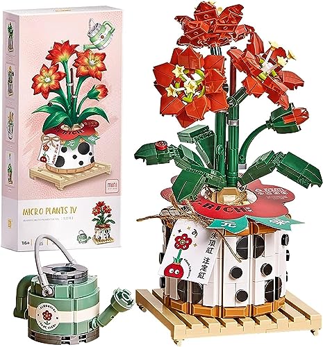 Blumenstrauß-Spielzeug-Set, 703 Teile Amaryllis Strauß im Topf Mini Baustein, MOC Klemmbausteine Blumen-Bausatz, Bauspielzeug-Set für Erwachsene und Kinder Nicht kompatibel mit Lego (1285) von Tirff