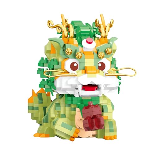 Chinesischer Drache Baustein Set, 877 Klemmbausteine Löwentanz, Verheißungsvolles Mondneujahr, Heimdekoration, STEM Lernspielzeug Thema für Kinder, Jungen, Mädchen, Erwachsene von Tirff