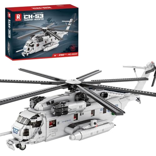 Militärische Armee Flugzeug Bausteine MOC-127265 CH-53E Super Hengst Militär Hubschrauber Bausteine, 1/35 MOC Flugzeug Modell Flugzeug Spielzeug (2192 PCS) von Tirff