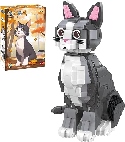 Mini Bausteine Spielzeug Katze, 805 Teile Bobby Katze Tier Bricks Bauen Bauklötze Satz, MOC Custom Bausteine Bauset, Konstruktionsspielzeug Nicht Kompatibel mit Lgo (Gris) von Tirff