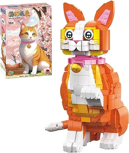 Mini Bausteine Spielzeug Katze, 835 Teile Lucy Katze Tier Bricks Bauen Bauklötze Satz, MOC Custom Bausteine Bauset, Konstruktionsspielzeug Nicht Kompatibel mit Lego (Orange) von Tirff