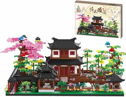 Modular Haus Bausteine, 4997 Klemmbausteine Lotus-Sommerpalast Bausteine Bausatz, Klassischer chinesischer Mini-Garten Bauklötze Set, MOC Konstruktionsspielzeug Nicht Kompatibel mit Großen Marken von Tirff