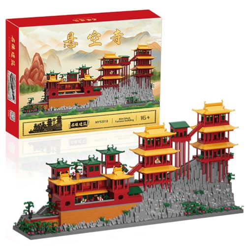 Modular Haus Bausteine, 6183 Klemmbausteine Hängender Tempel Bausteine Bausatz, Klassischer Chinesische Haus Modellbausatz, MOC Konstruktionsspielzeug Nicht Kompatibel mit Großen Marken von Tirff