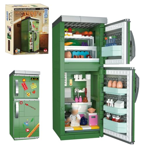 Retro Haushaltsgeräte Bausteine Set, 578 Klemmbausteine Retro Kühlschrank Technik Bausteine, Vintage Haushaltsgeräte, Ideas Spielzeug Modular Building für Kinder, Nicht Kompatibel mit Großen Marken von Tirff