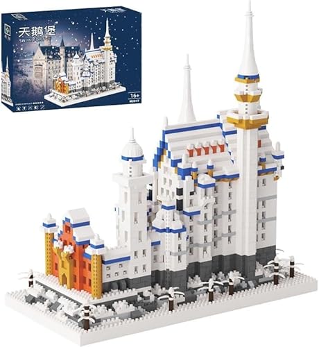 Schloss Neuschwanstein Bausteine Bausatz, 2800 Klemmbausteine Mini-Bauklotz-Set Berühmte Architektur, Konstruktionsspielzeug Baustein Modell MOC Haus Nicht Kompatibel mit Lego Haus von Tirff