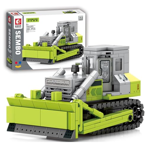 Tirff Technik Bulldozer Bausatz, 280 Klemmbausteine Technik Raupenbulldozer Bausteine, MOC Baufahrzeuge für Erwachsene und Kinder, Konstruktionsspielzeug Kompatibel mit Großen Marken von Tirff