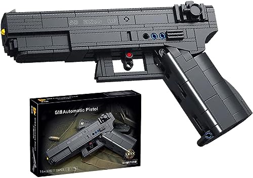 Technik Gewehr Bausteine Bausatz, 336 Teile G18 Automatic Pistole Modell mit Schussfunktion, MOC Klemmbausteine Militärische Waffen Bauset Modell Kompatibel mit Lego von Tirff