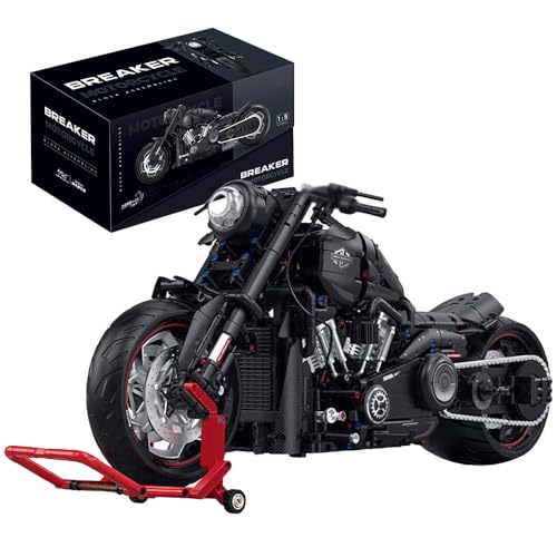 Technik Motorrad Bausteine für Harley Breakout, 1:5 Technik Supermotorrad Modell 2260 Klemmbausteine Technik Rennen Motorrad Geländemotorrad Bausatz MOC Motorrad Set Kompatibel mit Großen Marken von Tirff