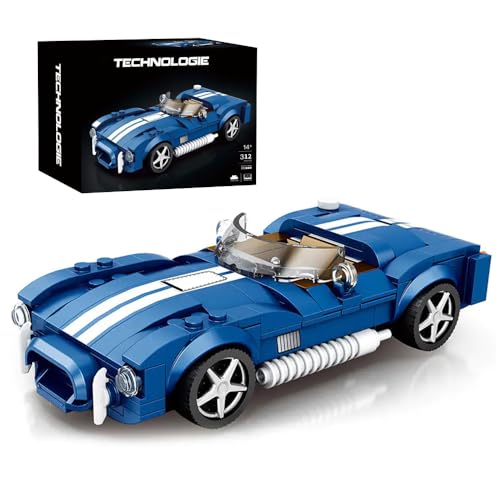 Technik Sportwagen Bausteine Sets für Shelby Cobra S, 312 Teile Rennwagen Modellbausatz, MOC Klemmbausteine Auto Konstruktionsspielzeug Geeignet für Erwachsene und Jugendliche von Tirff