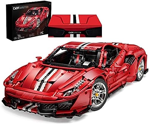 Technik Sportwagen für Ferrar 488, C61042W, 3229 Klemmbausteine 1:8 Technik Bausteine Auto MOC Rennwagen Bausatz, Technik Rennwagen Modellbausatz Konstruktionsspielzeug Kompatibel mit Lego Technic von Tirff