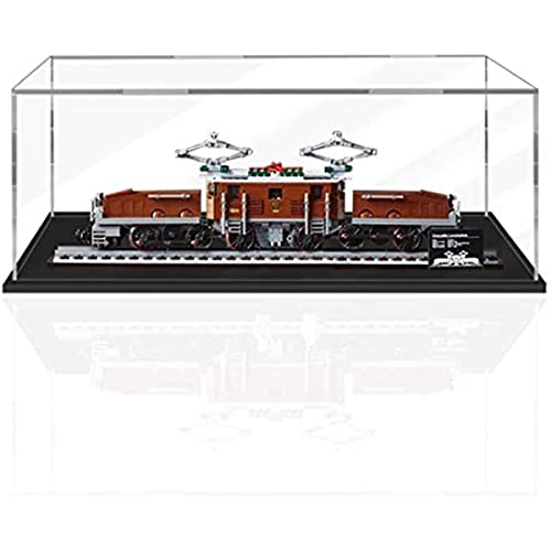 Tirff Acryl Schaukasten Vitrine Kompatibel Mit Lego 10277 Lokomotive Krokodil Crocodile Locomotive Zug, Vitrine Schaukasten, Schaukasten Staubdicht Showcase Display Case für 10277 (Ohne Modell Kit) von Tirff