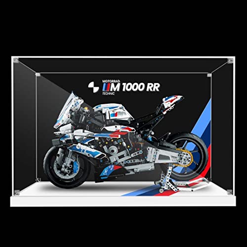 Tirff Acryl Staubdicht Vitrine Kompatibel Mit Lego 42130 Technic BMW M 1000 RR Motorrad, Schaukasten Staubdicht Vitrine Display Case für Lego 42130 (Nicht Enthalten Modellbausatz) (Stil 02) von Tirff