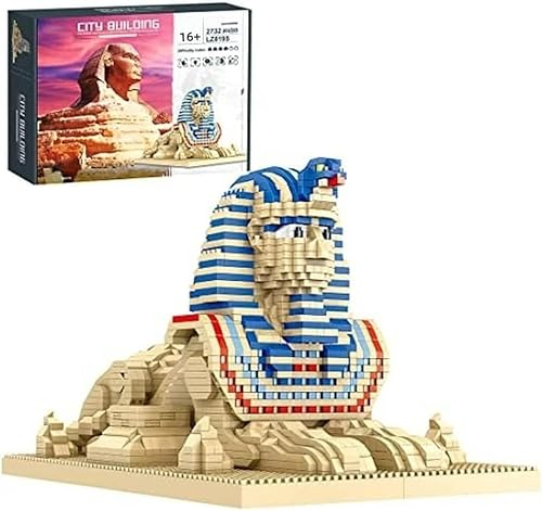 Tirff Bausteine Haus Bausatz, 2732+ Klemmbausteine Gizeh Sphinx Architektur Bausteine Modell, MOC Weltberühmtes Gebäude Street View Modellbausatz Nicht Kompatibel mit Lego (8195) von Tirff