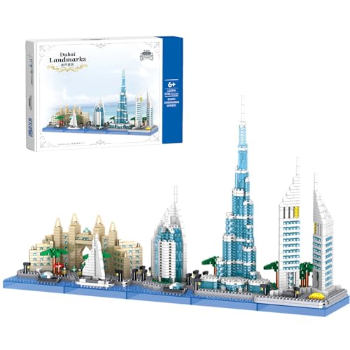 Tirff Dubais Sehenswürdigkeiten Baustein Set, 2220 Klemmbausteine Weltberühmtes Architekturmodell, Mini-Baustein-Bausatz, MOC Konstruktionsspielzeug Geschenk für Erwachsene und Kinder von Tirff