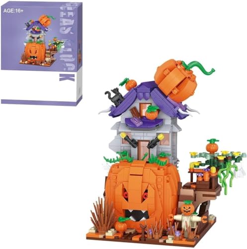 Tirff Halloween Spukhaus Baustein Set, 765 Klemmbausteine Halloween Haus Bausteine mit Minifiguren, MOC Konstruktionsspielzeug Geschenke für Kinder, kompatibel mit Großen Marken(Kürbishaus) von Tirff