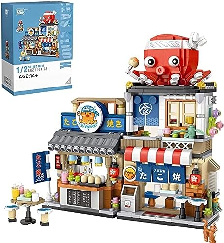 Tirff Haus Bausteine Bausatz, 722 Teilen MOC Japanisches Takoyaki Shop Klemmbausteine Haus Bausteine Bausatz, Street View Haus Modell Modellbausatz, Modular Buildings Nicht Kompatibel mit Lgo von Tirff